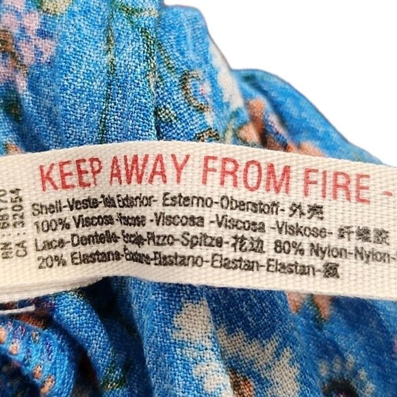 Intimately Free People Bodysuit Small Blue She’s Dainty Blue Floral Blouse Boho - Picture 8 of 12